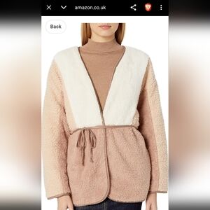 Cream and Tan Fuzzy Jacket